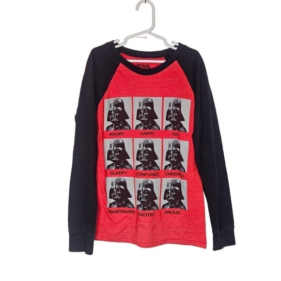 Star Wars Boys Long Sleeve Baseball Style T Shirt Darth Vadar Small - Picture 1 of 3